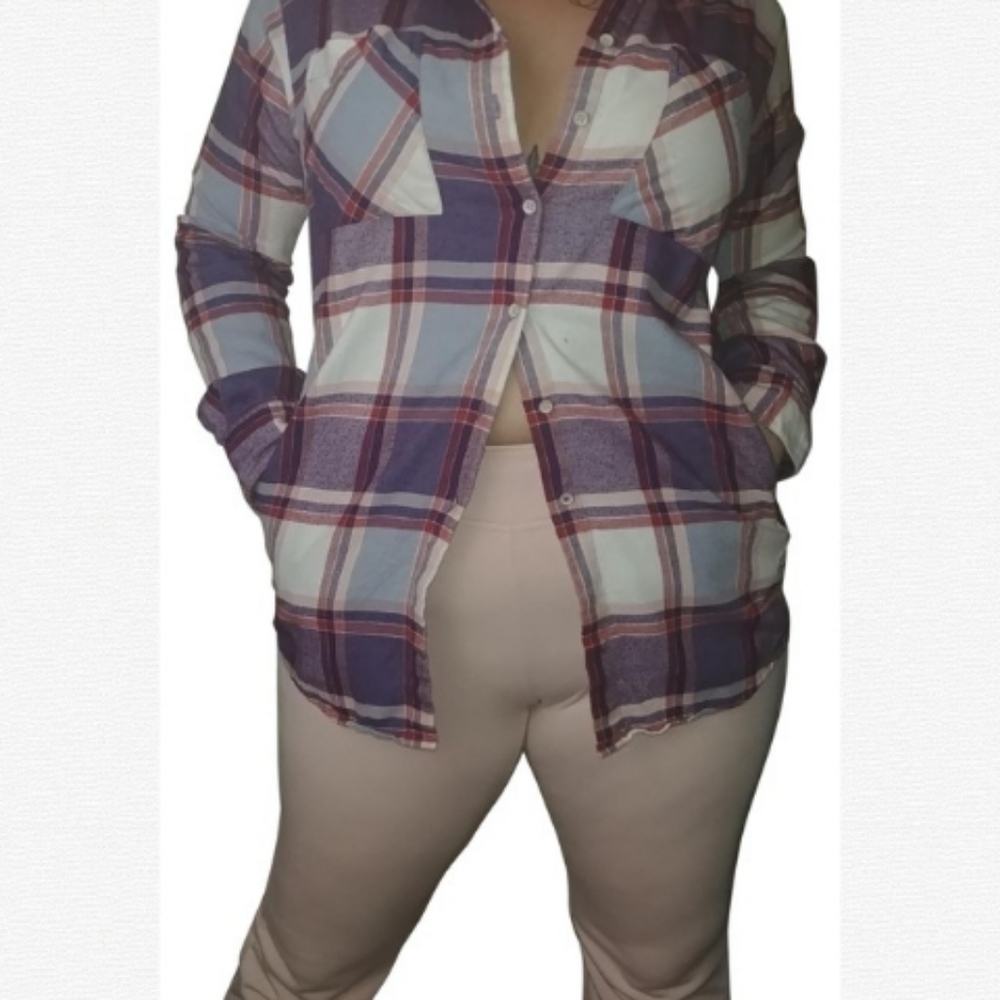 Sandra | girly Plaid POCKETS flannel shirt button